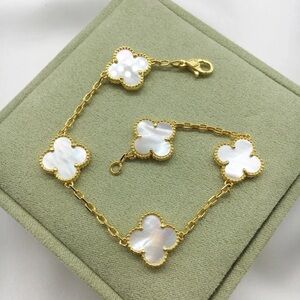 925 Sterling Silver 18K Gold Clover Bracelet